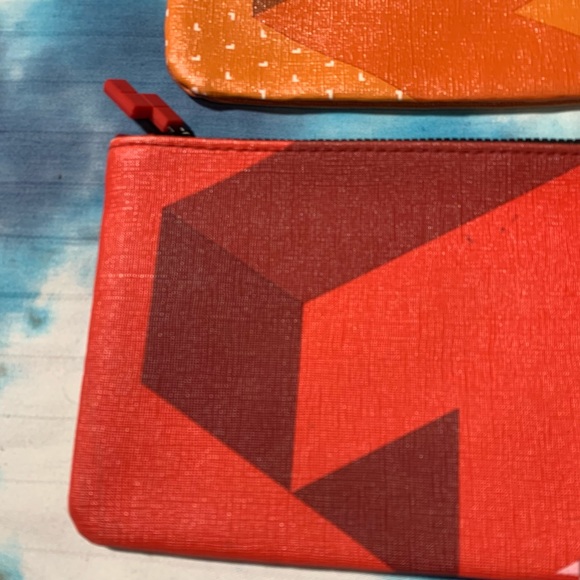 Tetris Ipsy Pouches Bundle of Two Makeup Bags w/ Zippers Orange & Red 👾🎮🧩🕹️ - Picture 2 of 11